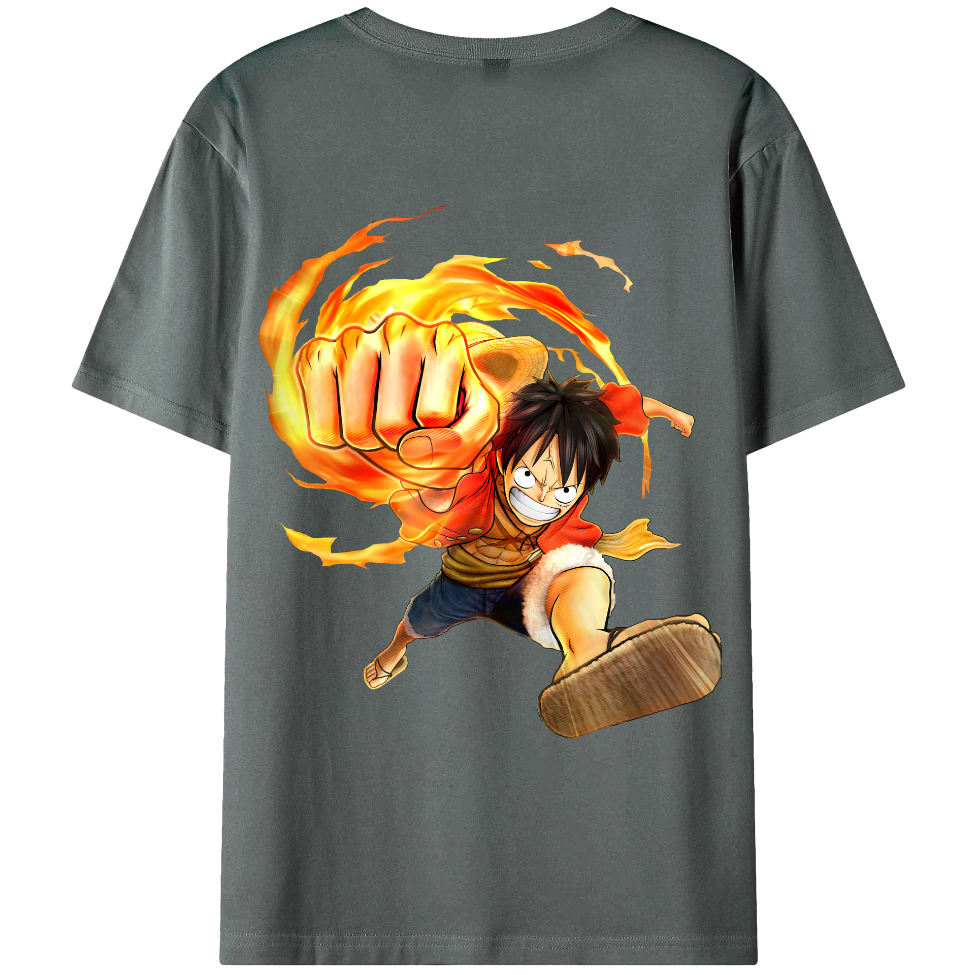（画像用） ワンピース モンキー・D・ルフィ ONE PIECE Monkey D. Luffy 綿100％ メンズ半袖Tシャツ（バックプリント） 通気性